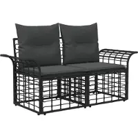 vidaXL Tuinbank Set 9 st Zwart en Donkergrijs poly rattan