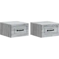vidaXL Muurbevestigde Nachttafel 2 st Grijs sonoma 34,5 x 33 x 20 cm