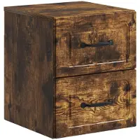 vidaXL - Muurbevestigde - Nachttafel - Gerookt - eiken - 34,5 - x - 33 - x - 40 - cm