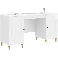 vidaXL Bureau met plank Glanzend Wit 142,5 x 50 x 75 cm Bewerkt hout