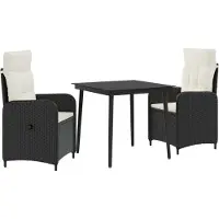 vidaXL Sofa Tafel Set 3 st Zwart en Crème Wit