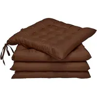 Beautissu Lea – Stoelkussens Eetkamer 40x40 cm – Set van 4 Zitkussen met Lint Bruin