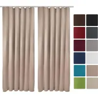 Beautissu Amelie BK †“ Set van 2 Verduisterende Gordijnen met Plooiband Kant en Klaar 140x245cm Zand