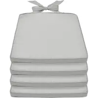 Beautissu Pia – Set van 4 Stoelkussen Buiten 45x40 cm – Licht Grijs – Zitkussen met Lint