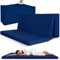 Beautissu Campix - opvouwbare matras 120x195 cm - reisbed matras & gastenmatras- zitblok opvouwbaar - rechthoekig in donkerblauw