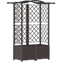 vidaXL Verhoogde plantenbak met klimrek en dak, bruin, 122 x 40 x 138 cm, PP