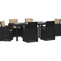 vidaXL Tuin Eettafel Set 7 st Antracietkleurig en taupe PP