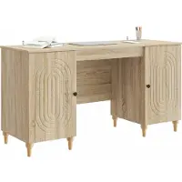 vidaXL Bureau met plank Sonoma 142,5 x 50 x 75 cm Bewerkt hout
