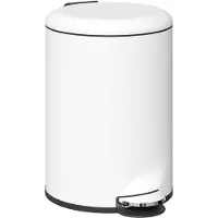 HOMCOM Trash Can-Metall, Kunststoff-36L x 30B x 44,5H cm-Cremeweiß