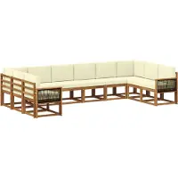 vidaXL Buiten bank set 10 st Natuurlijk en Crème Massief Acacia Hout