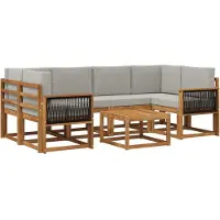 vidaXL Buiten bank set 5 st Naturel en lichtgrijs