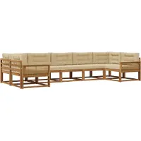 vidaXL Buiten bank set 7 st Natuurlijk en Beige