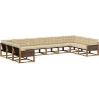 vidaXL Buiten bank set 10 st Natuurlijk en Beige