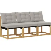 vidaXL 3 st Buiten Midden Sofa Massief acaciahout en Textilene-stof