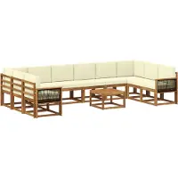 vidaXL Buiten bank set 11 st Natuurlijk en Crème Massief Acacia Hout
