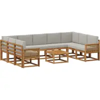 vidaXL Buiten bank set 10 st Naturel en lichtgrijs