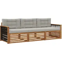 vidaXL Buiten bank set 3 st Naturel en lichtgrijs