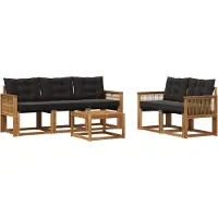 vidaXL Buiten bank set 6 st Naturel en Zwart