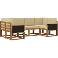 vidaXL Buiten bank set 6 st Natuurlijk en Beige Massief Acacia Hout