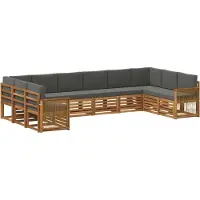 vidaXL Sectionele bankset met kussen 7 pcs Natuurlijk en Antraciet