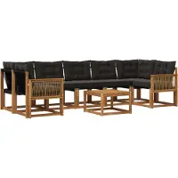 vidaXL Buiten bank set 8 st Naturel en Zwart