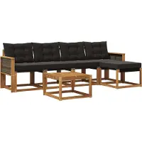 vidaXL Buiten bank set 6 st Naturel en Zwart