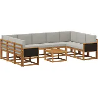 vidaXL Buiten bank set 10 st Naturel en lichtgrijs