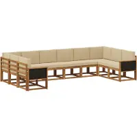 vidaXL Buiten bank set 10 st Natuurlijk en Beige Massief Acacia Hout
