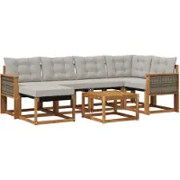 vidaXL Buiten bank set 7 st Naturel en lichtgrijs