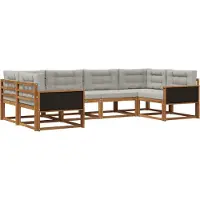 vidaXL Buiten bank set 6 st Naturel en lichtgrijs