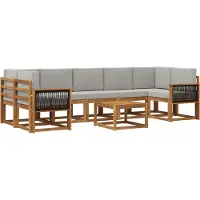 vidaXL Buiten bank set 6 st Naturel en lichtgrijs