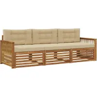 vidaXL Buiten bank set 3 st Natuurlijk en Beige