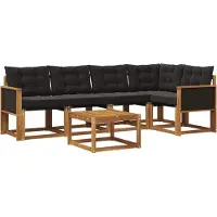 vidaXL Buiten bank set 6 st Naturel en Zwart