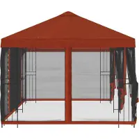 vidaXL Paviljoen met zijwanden 6 x 3 m Terracotta Polyester en Staal