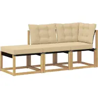 vidaXL 3 st Sectie Sofa Eenheden Massief acaciahout en Textilene-stof