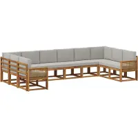 vidaXL Buiten bank set 10 st Naturel en lichtgrijs Massief Acacia Hout