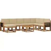 vidaXL Buiten bank set 9 st Natuurlijk en Beige Polyester