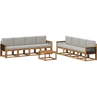 vidaXL Buiten bank set 9 st Naturel en lichtgrijs