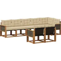 vidaXL Buiten bank set 8 st Natuurlijk en Beige