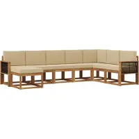 vidaXL Buiten bank set 8 st Natuurlijk en Beige Massief Acacia Hout