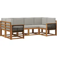 vidaXL Buiten bank set 6 st Naturel en lichtgrijs Massief Acacia Hout