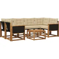 vidaXL Buiten bank set 7 st Natuurlijk en Beige