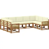 vidaXL Buiten bank set 9 st Natuurlijk en Crème Massief Acacia Hout
