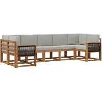 vidaXL - Buiten - bank - set - 7 - st - Naturel - en - lichtgrijs