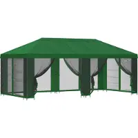vidaXL Tuin gazebo met zijwanden 6 x 3 m Groen Polyester en Staal
