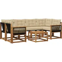 vidaXL Buiten bank set 7 st Natuurlijk en Beige