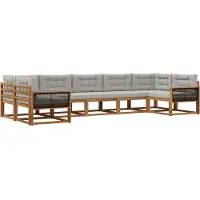 vidaXL Buiten bank set 7 st Naturel en lichtgrijs