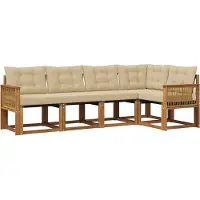 vidaXL Buiten bank set 5 st Natuurlijk en Beige