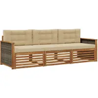 vidaXL Buiten bank set 3 st Natuurlijk en Beige