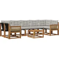 vidaXL Buiten bank set 8 st Naturel en lichtgrijs